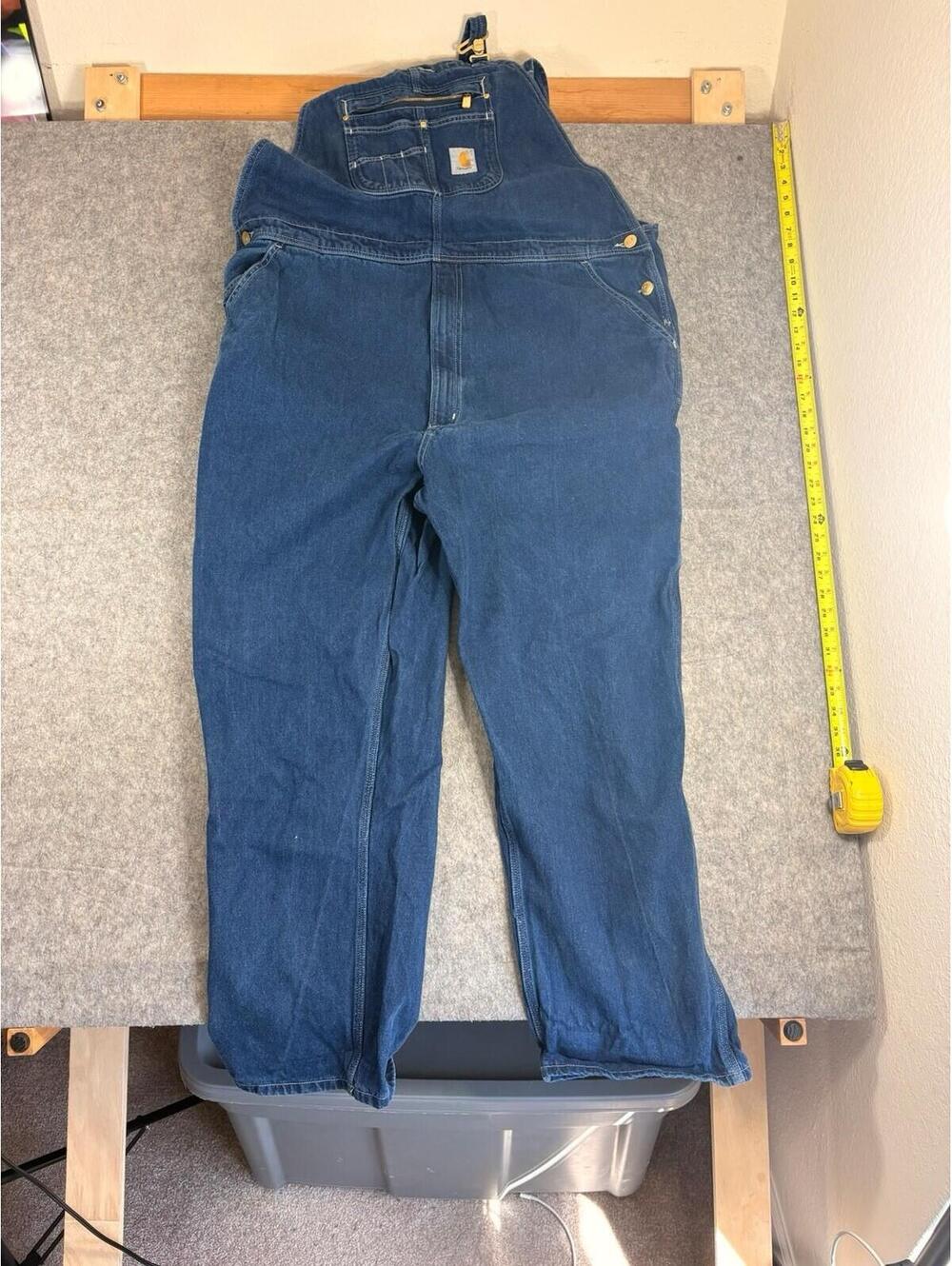 Carhartt Blue Denim Loose Fit Overalls 44x32 OR4672-M